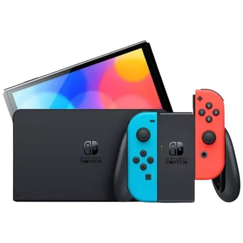 Nintendo-Switch-OLED-64G- Neon-BlueRed-teclas-da-vida Nintendo Switch OLED 64GB Neon Blue/Red - Image 1