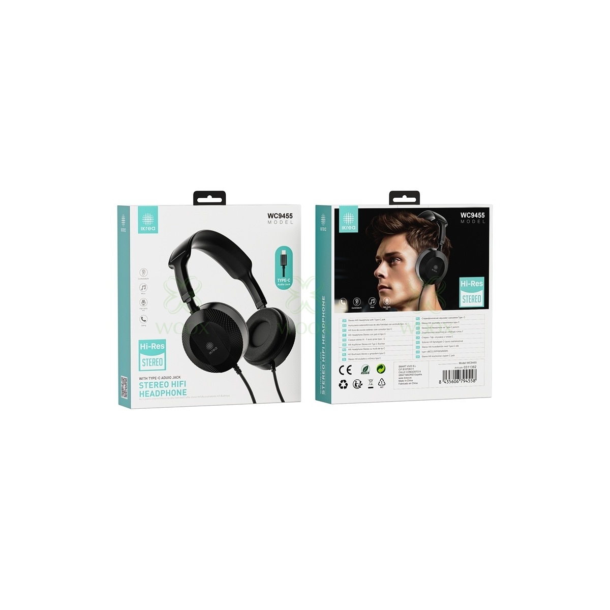 ikrea-wc9455-auriculares-con-cable-hifi-interfaz-type-c-negro Auscultadores stereo hifi - Image 1